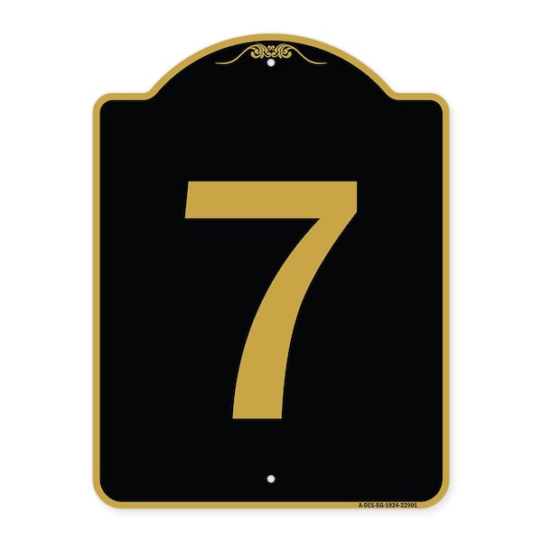Signmission Designer Series Sign-Sign W/ Number 7, Black & Gold Aluminum Sign, 18" x 24", BG-1824-22901 A-DES-BG-1824-22901 - main